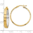 thumbnail image 4 of 14K Yellow & Rhodium Polished And Diamond-Cut Circle Hoop Earrings (Width 29) (Length 29) - Jbsp, 4 of 5