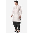 thumbnail image 3 of Royal Kurta Elegant Cream Jacquard Silk Printed Long Kurta and Black Salwar for Men, 3 of 7