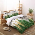 thumbnail image 3 of Green Christmas Tree King Size Comforter Set, Merry Christmas Pine Gold Star Snowing Soft Bedding for All Seasons, 4 Pcs Bed Set with 1Comforter (90"x106") ,1 Sheet(94"x116"), 2 Pillowcases (19"x35"), 3 of 7