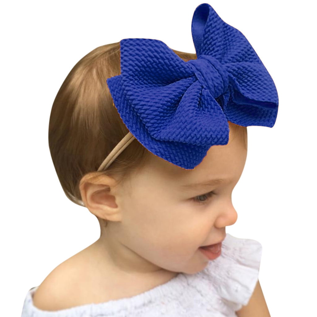 Baby Unisex Hair Ball Multicolor Printing Headband Elastic Bow Design Hair  Band Blue (One Size) 