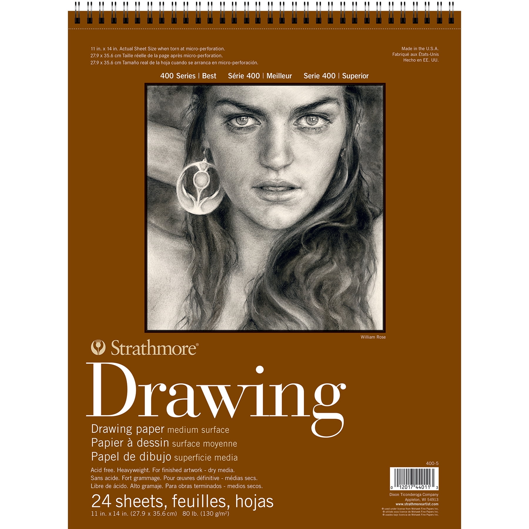Strathmore 400 Series Drawing Pad, Smooth Finish, Wire Binding, 24 Sheet, 11x14 inch, Pack of 3
