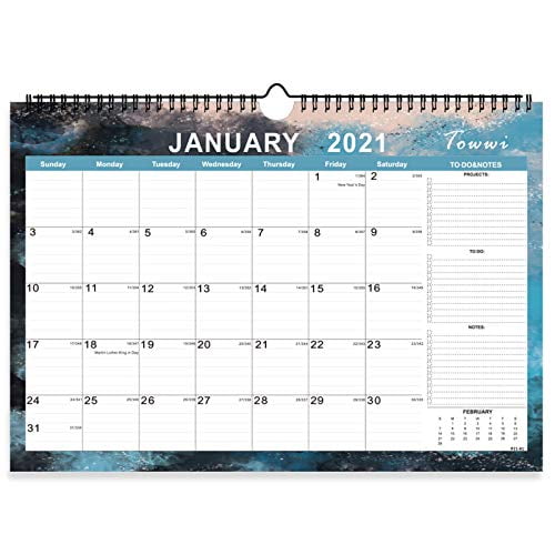 Wirebound Calendar for Home Schooling 2020-2021 Academic Monthly Wall Calendar 