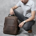thumbnail image 2 of New Retro Crazy Horse Leather Men's Leather Backpack,Brown, 2 of 2