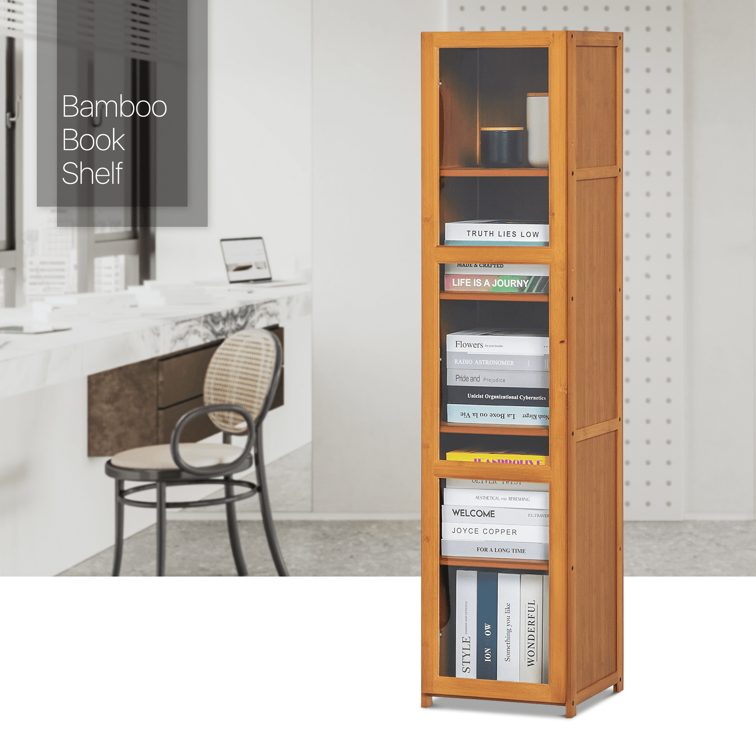Narrow bamboo deals bookcase