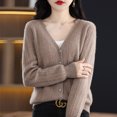thumbnail image 2 of Wool Cardigan Womens Clothing V-neck Sweater Female Long Sleeve Tops Knitted Korean Fashion Warm New In Outerwear Cardigan (Orange,XXL), 2 of 7