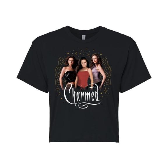 Charmed - Three Sisters - Piper, Prue, & Phoebe - Juniors Cropped Cotton Blend T-Shirt
