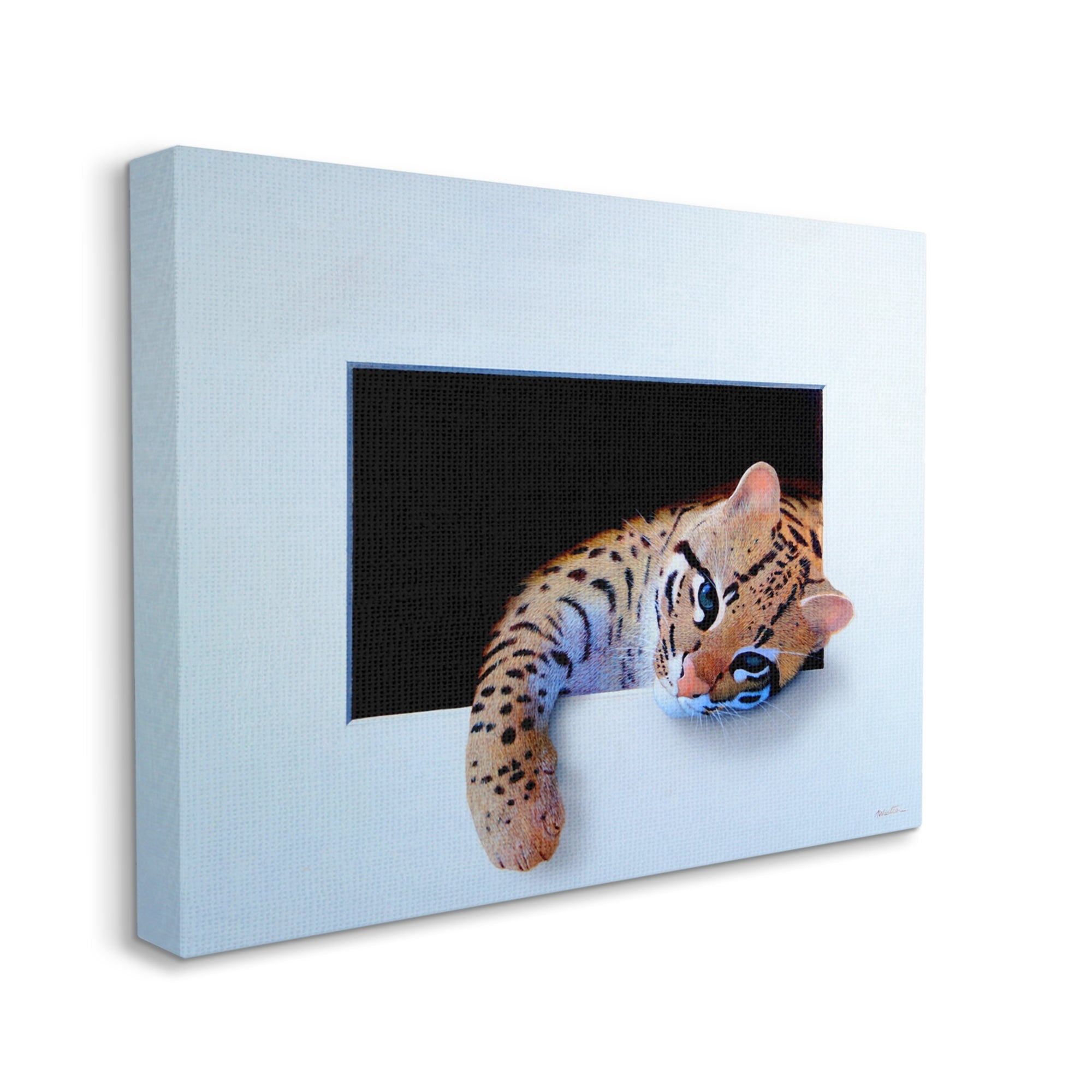 Stupell Industries Baby Ocelot Cat Relaxing Paw Dark Mysterious Space Painting Gallery Wrapped Canvas Print Wall Art, Design by Alan Weston