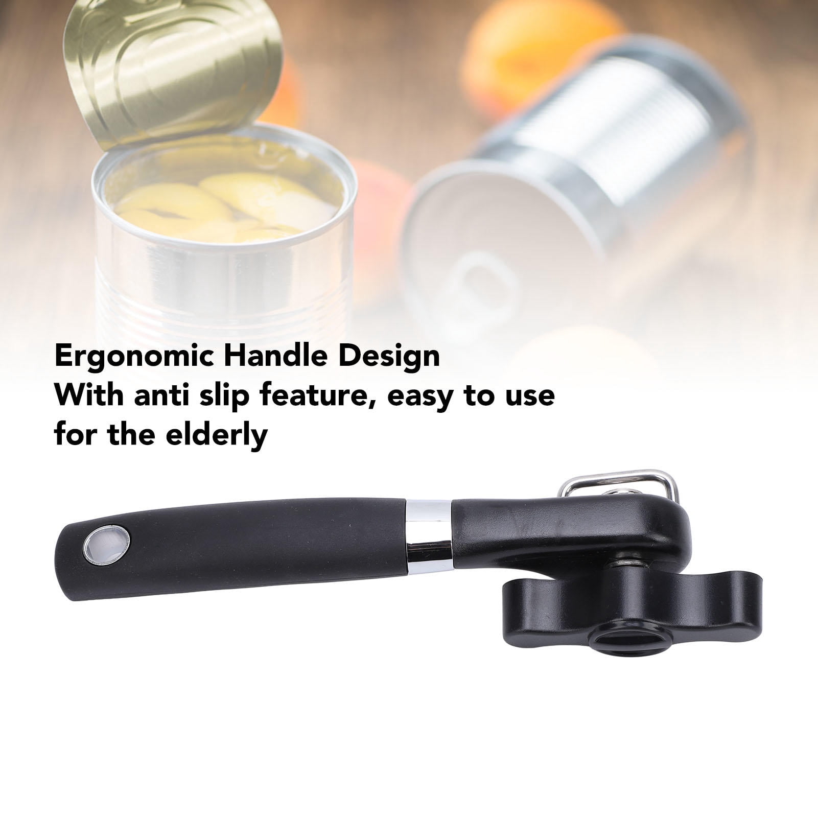Suodoka Ergonomic Stainless Steel Hand‑Held Can Opener with Non‑Slip Handle, Slick Edges – Safe, Easy to Use for Seniors