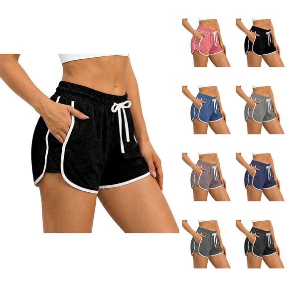 Athletic Running Shorts for Women Lightweight Breathable Elastic High Waist Workout Yoga Gym Shorts with Pockets