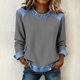 thumbnail image 5 of Camisetas de Manga Larga para las Mujeres Loose Fit Color Sólido Blusa de Cuello Redondo Top Suave Casual, 5 of 6