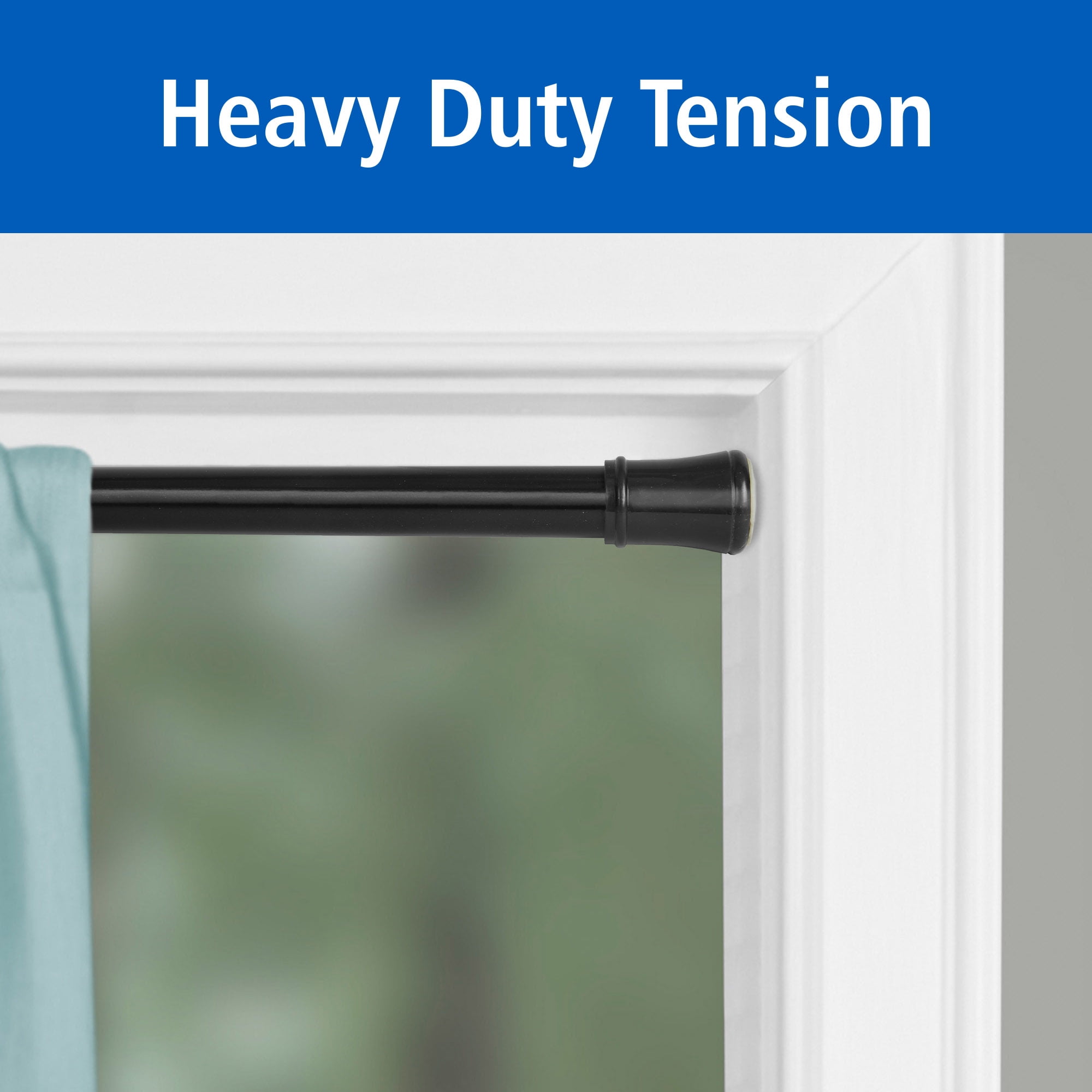 Mainstays 1" Black Adjustable Tension Window Curtain Rod, 48- 84"