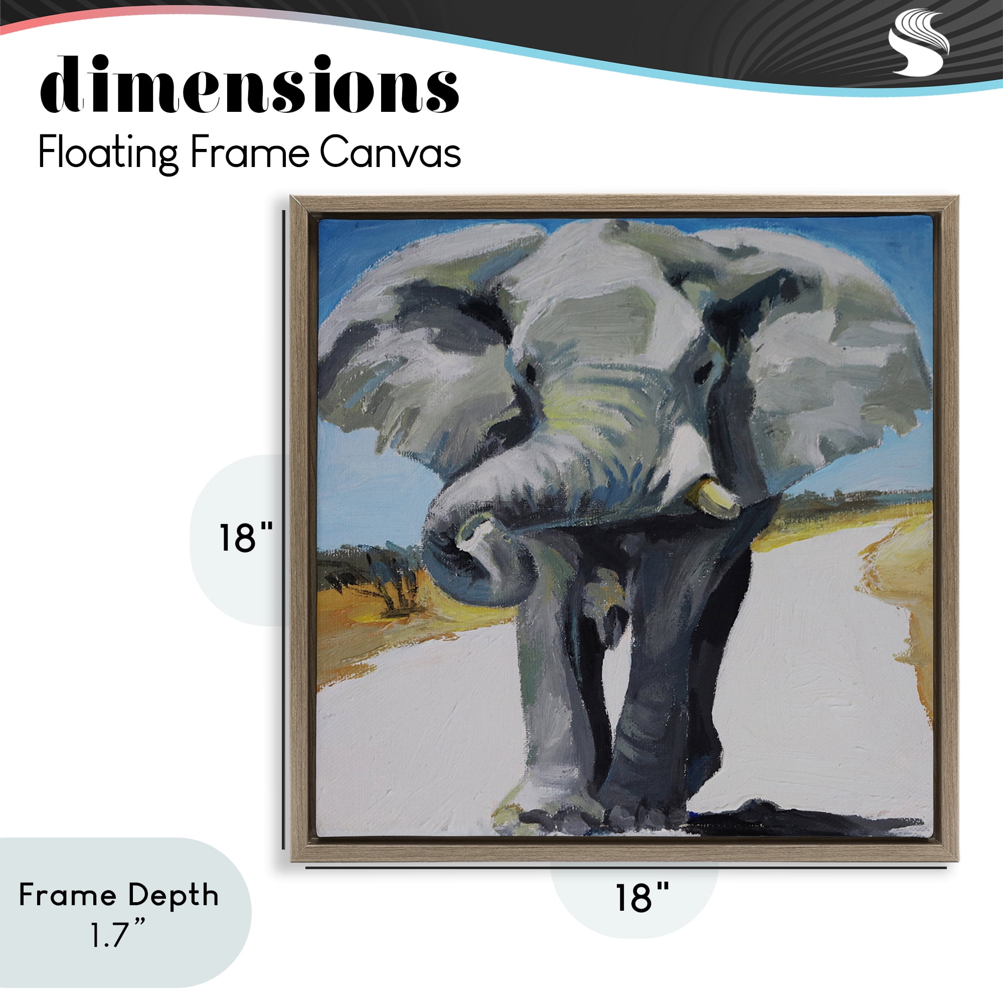 Stupell Industries Majestic Elephant on Path Brown Framed Floater Canvas Wall Art, design by Violeta Vollmer