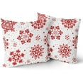 thumbnail image 2 of Red White Snowflakes Winter Christmas Pillow Covers 18x18 Set of 2 Xmas Snow Holiday Decoration Print Decorative Outdoor Pillowcases Seasonal Farmhouse Throw Cushion Case Decor for Couch Sofa Bed, 2 of 6