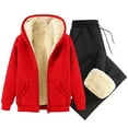 thumbnail image 2 of NJDVHB Warm Hooded Sweatshirts Set for Men,Track Suits for Men Set,Winter Outfits for Men Solid Drawstring Trouser Warm Long Sleeve Hooded Casual Outwear & Jackets Set,Red,S, 2 of 3