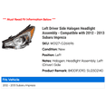 thumbnail image 2 of Left Driver Side Halogen Headlight Assembly - Compatible with 2012 - 2013 Subaru Impreza, 2 of 2