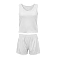 thumbnail image 4 of iHPH7 Womens Pajamas Set Summer Sleep Tank and Shorts Pjs Sleeveless Sleepwear Womens Pajama Sets Shorts Summer Pajamas for Women Set White XXL, 4 of 4
