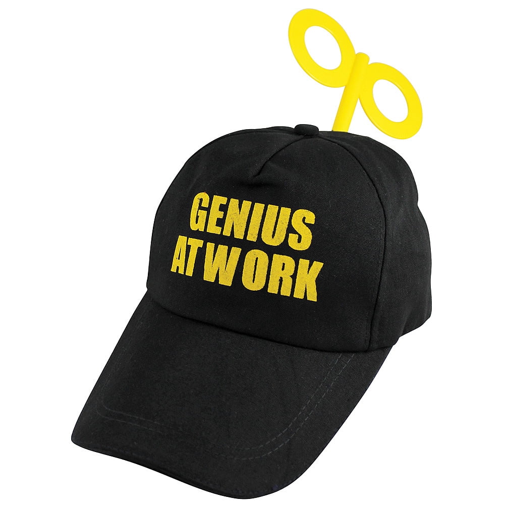 Genius At Work Novelty Baseball Cap w/ Spinning Wind Up Key Adult One Size