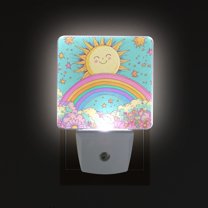 Yayeee LED Night Light for The Home Plug in With Light Sensors 2 Pack, Retro Blue Rainbow