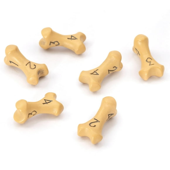 Ensemble de 4 dés - Ensemble de Six dés à 4 Côtés - dés RPG à Thème Crâne et Os. Cadeau Cool et Unique pour Donjons et Dragons (DND), Warhammer, D&D, Pathfinder, D&D. (Jaune Os Ancien)