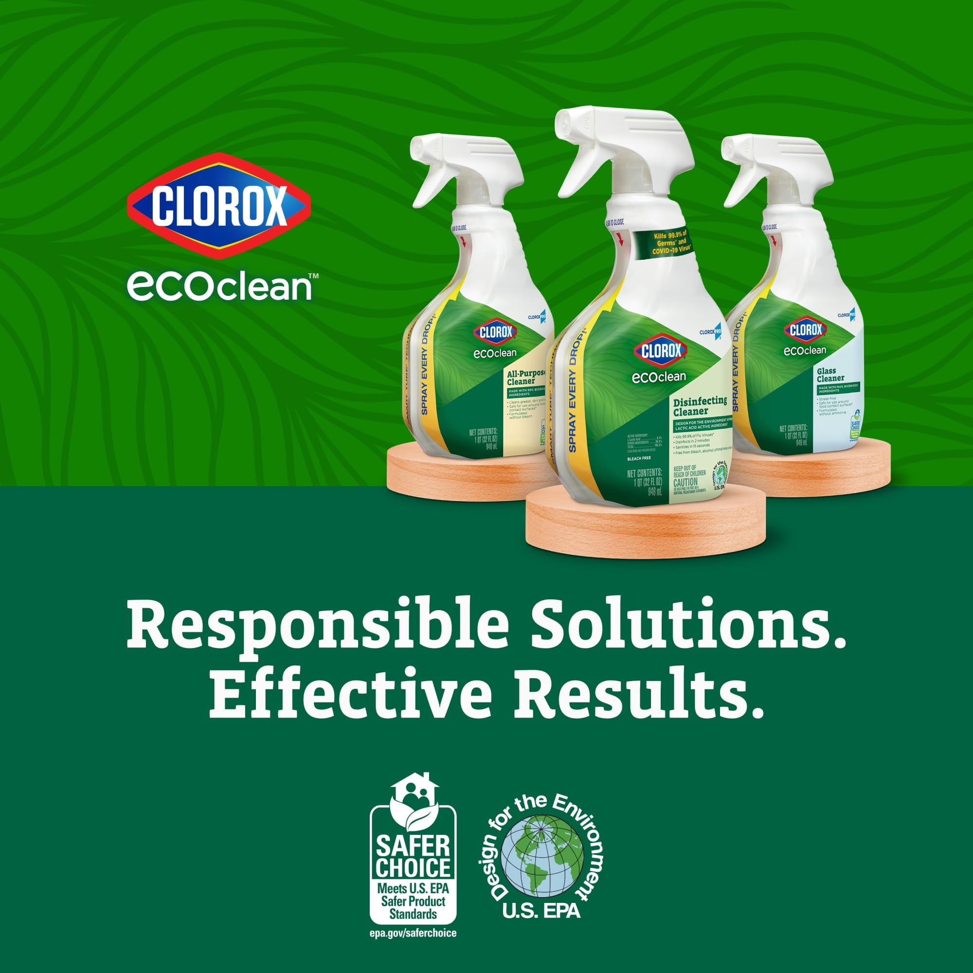 Clorox CloroxPro EcoClean Glass Cleaner Spray Bottle, 32 Oz