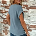 thumbnail image 3 of Tsesme Crew Neck Twist Front T-Shirts for Women Summer Cap Sleeve Waffle Knit Casual Tee Tops, 3 of 6