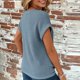 thumbnail image 4 of Xuyuer Women's Crew Neck Short Sleeve Knit Side Loose Solid Color Casual Top, Relaxed Fit Sweater Tee for Spring Summer Layering,Cozy Everyday Wear, 4 of 6