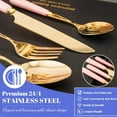 thumbnail image 3 of Gold Silverware Set, 24 Pieces Flatware Set with Silverware Holder, Stainless Steel Knives Forks Spoons Cutlery Set Service for 6, Kitchen Utensil Tableware Set with Pink Handle, 3 of 9