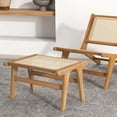 thumbnail image 2 of Costway Ottoman Footstool Natural Teak Wooden Foot Rest with Handwoven Rattan Indoor, 2 of 8