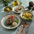thumbnail image 4 of Gibson Elite Mayfair Bay 16 Piece Double Bowl Embossed Reactive Dinnerware – Green, 4 of 6
