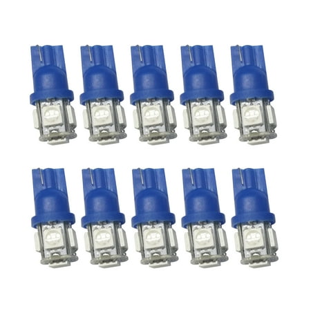 10 Pcs Car Blue T10 194 168 W5W 5050 5 SMD LED Wedge Light Bulb (Best 194 Led Bulb)