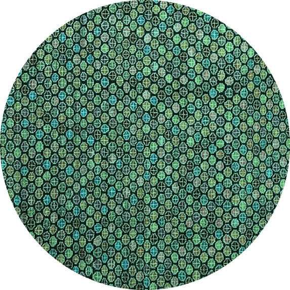 Ahgly Company Indoor Round Abstract Turquoise Blue Modern Area Rugs, 5' Round