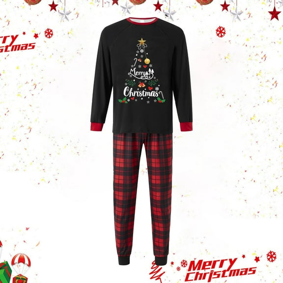 Mom Christmas Family Outfit Printed Pajamas Set Long Sleeve Top Trousers Two Piece Set Milk Silk Wool Durable for Holiday Celebrations