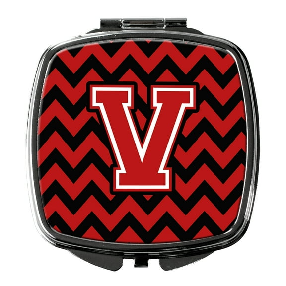 Letter V Chevron Black and Red   Compact Mirror