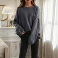 thumbnail image 4 of AUNVITO Womens Round Neck Sweaters Casual Solid Loose Fit Long Sleeve Pullover Fall Winter Outfits, 4 of 4