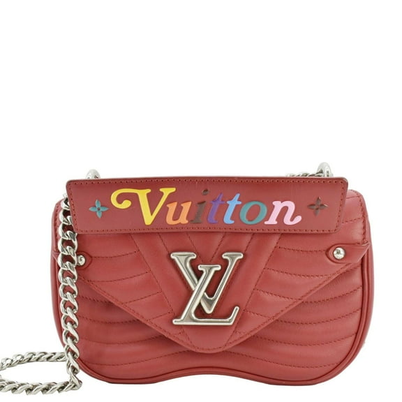 Pre-Owned LOUIS VUITTON New Wave PM Leather Chain Crossbody Bag Red
