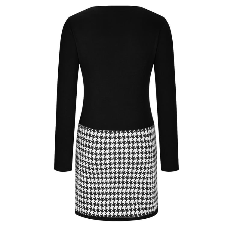 OKBOP Womens Formal Gowns And Evening Dresses-Skater Fashion Houndstooth ing Long Sleeve V-Neck Dress,Spring Women Dress Clearance - Walmart.com OKBOP Womens Formal Gowns And Evening Dresses-Skater Fashion Houndstooth ing Long Sleeve V-Neck Dress,Spring Women Dress Clearance - Walmart.com