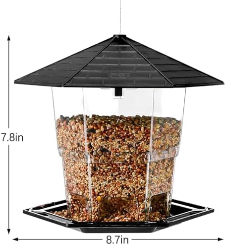 Bird Feeders for Outdoors Hanging Bird Feeder Wild Birds Seed, Black