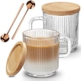 thumbnail image 1 of Juego de tazas de café de vidrio Mfacoy de 12 onzas con mango y cuchara+tapa, 2 unidades, 1 of 8