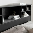 thumbnail image 6 of King Size Headboard only for Bedroom, Stylish King Bookcase Headboard with Built-in Charging Station & 2 LED Lights, Noise-Free King Wood HeadBoard with Storage, Bookshelf Headboard Black, 6 of 7