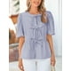 thumbnail image 4 of Blusa PRETTYGARDEN para mujer, camisa a rayas con lazo en la parte delantera 2025, azul marino, 4 of 8