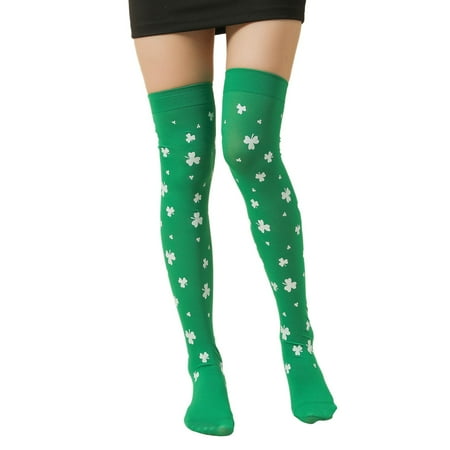 

wendunide Women Girls Fashion Irish St. Festive Stripe Middle Tube Socks Stockings D