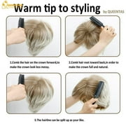 QUEENTAS Short Blonde Pixie Cut Wig for Women, Natural Looking Layered Wig with Bangs, Glueless Easy Wear Synthetic Hair Wig with Adjustable Cap, Brown Root Ombre