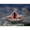 thumbnail image 2 of HeartsAndYou 2ct Natural Red Garnet Bridal Set Stylish Band Halo Ring 14k SOLID Rose Gold, 2 of 9