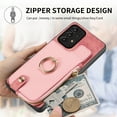thumbnail image 4 of Nalacover Case for Samsung Galaxy A53 5G Wallet Case with Card Holder & Zipper Pocket, 360° Rotation Ring Kickstand Premium PU Leather Cover, Shockproof Magnetic Button Flip Stand Phone Case,Pink, 4 of 9