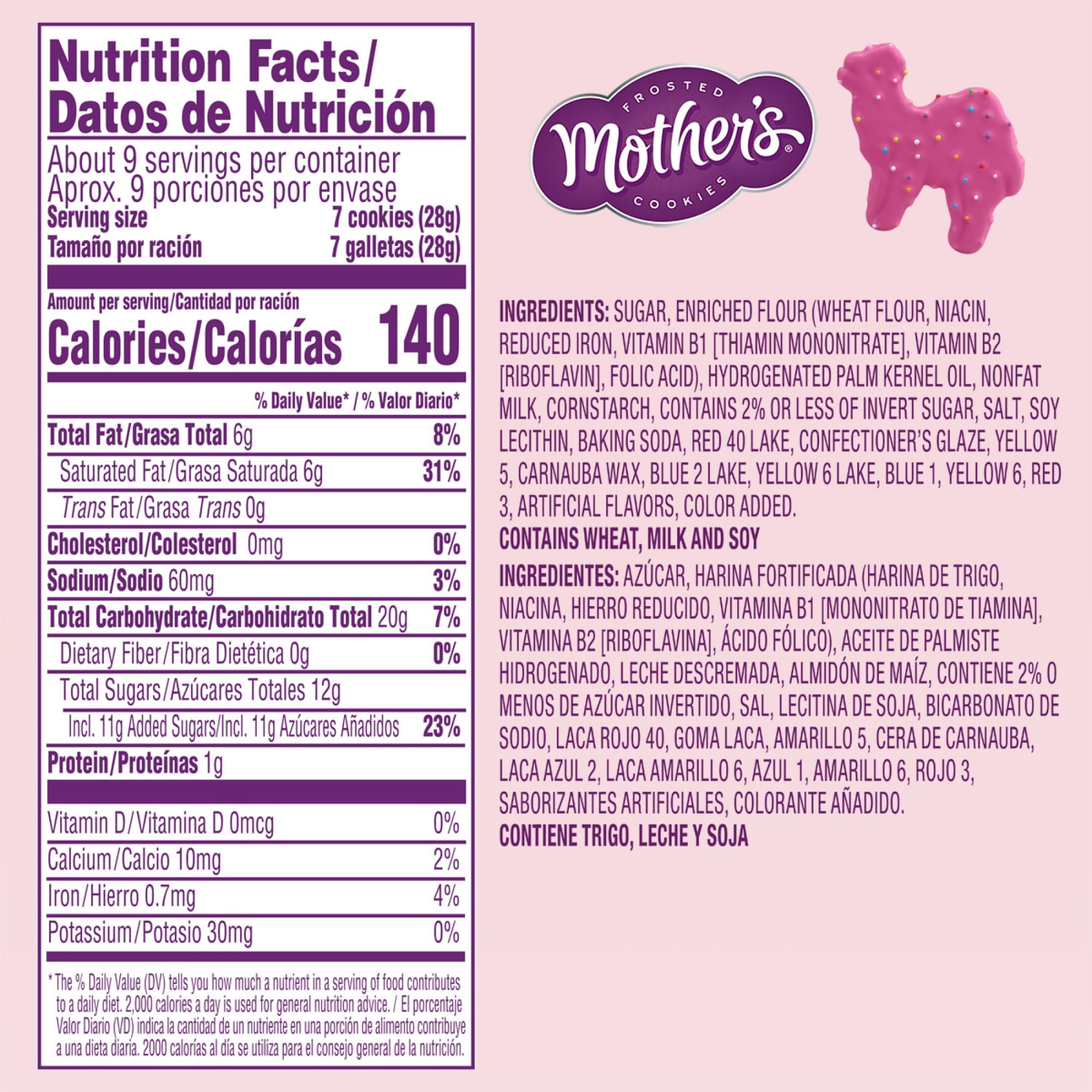 Mother's Original Circus Animal , Frosted Animal Cookies with Rainbow Sprinkles, Resealable Bag, 9 oz