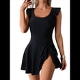 thumbnail image 1 of Traje de Baño de una Pieza para Mujer, Traje de Baño Adelgazante con Volantes y Lazo Lateral Negro S, 1 of 9