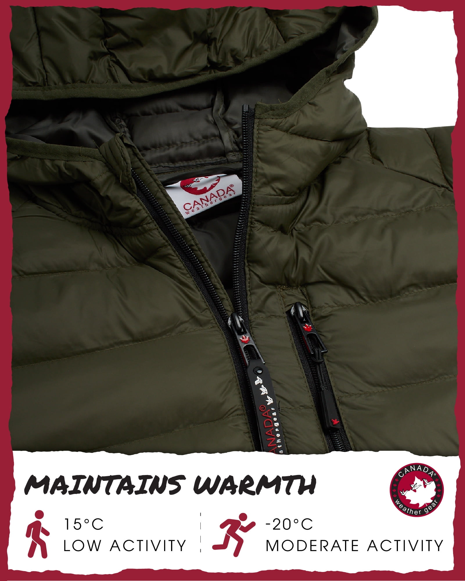 ROCKᖴIՏᕼ WEATHERWEAR 24.0 チョコ CANADA WEATHER GEAR Men's Puffer Jacket - Lightweight Nylon