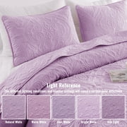Exclusivo Mezcla Oversized King Quilt Bedding Set, Lightweight Vintage California Cal King Size Quilts with Pillow Shams, Soft Bedspreads Coverlets for All Seasons (112x104, Lilac)