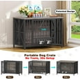 thumbnail image 2 of POAO 41" Foldable Dog Crate Furniture, Assembly-Free Dog Crates for Large Dogs,Dog Kennel Indoor with Tag & Adjustable Dog Bowls,Oak Grey, 2 of 7