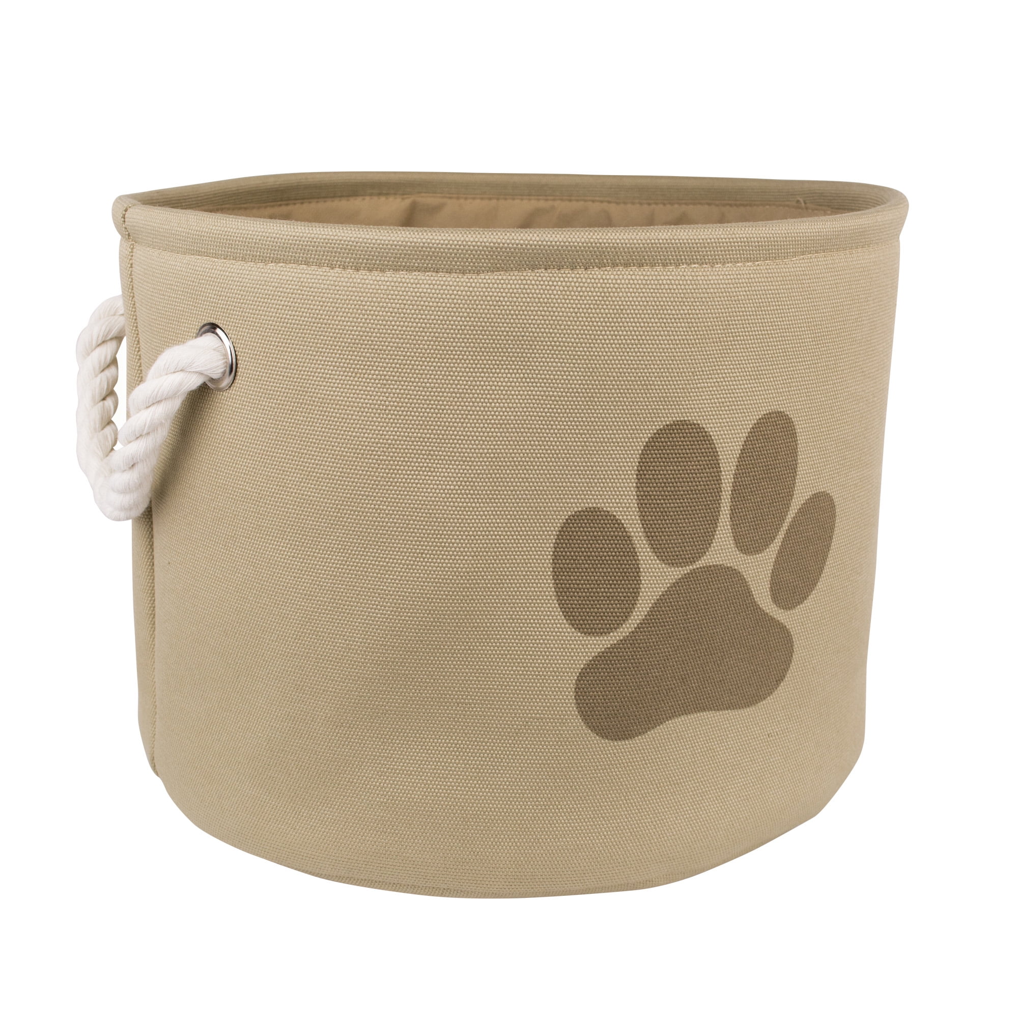 Design Imports DII Polyester Pet Bin Stripe With Paw Patch Brown Rectangle Large 